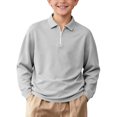 thumbnail image 2 of Asxite Toddler Girls and Boys Tops Long Sleeve Collared Half Zip Pullover Shirt Solid Casual Preppy, 2 of 8