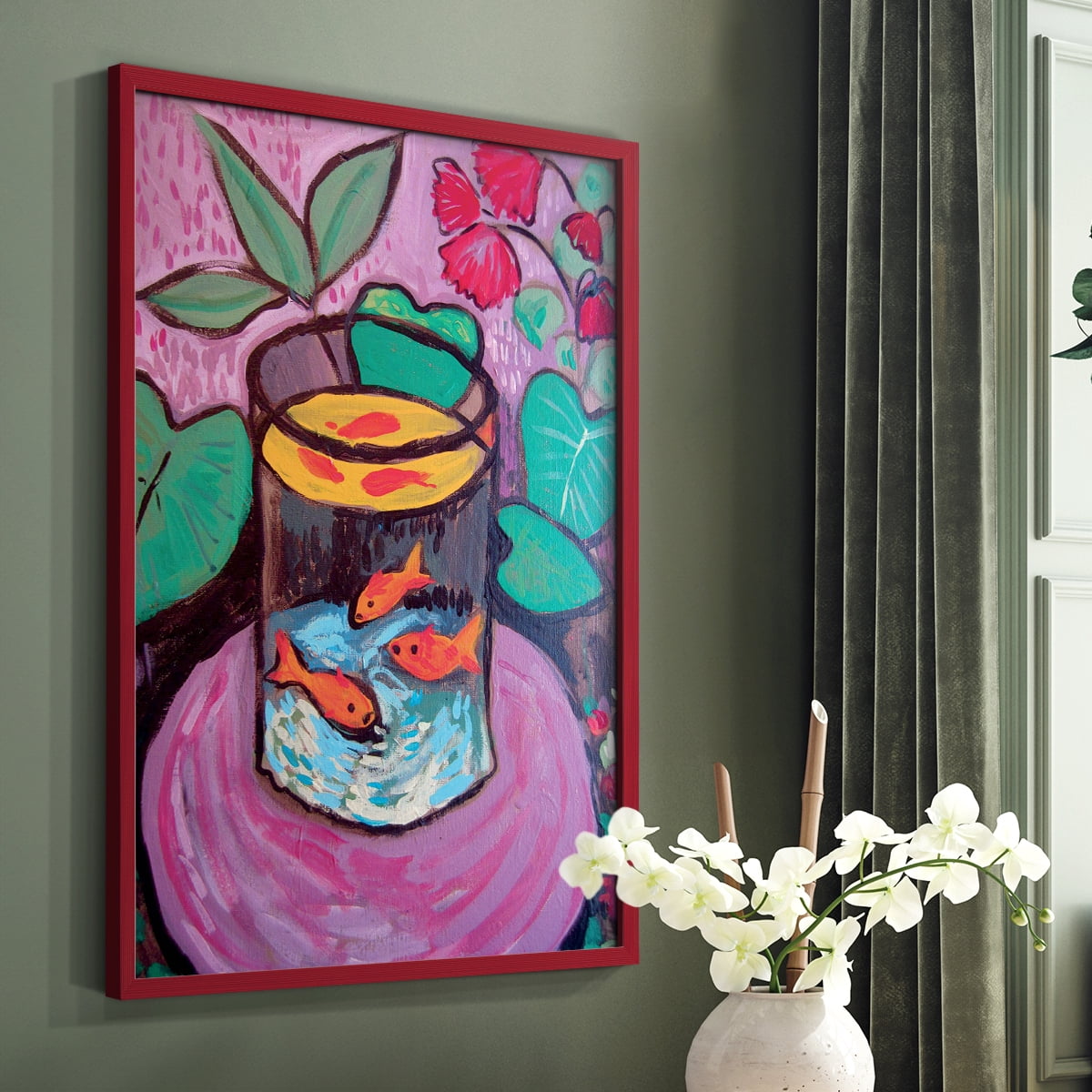 Matisse CXCVIII Framed Print in Red Solid Wood 11 x 14 Framed Print