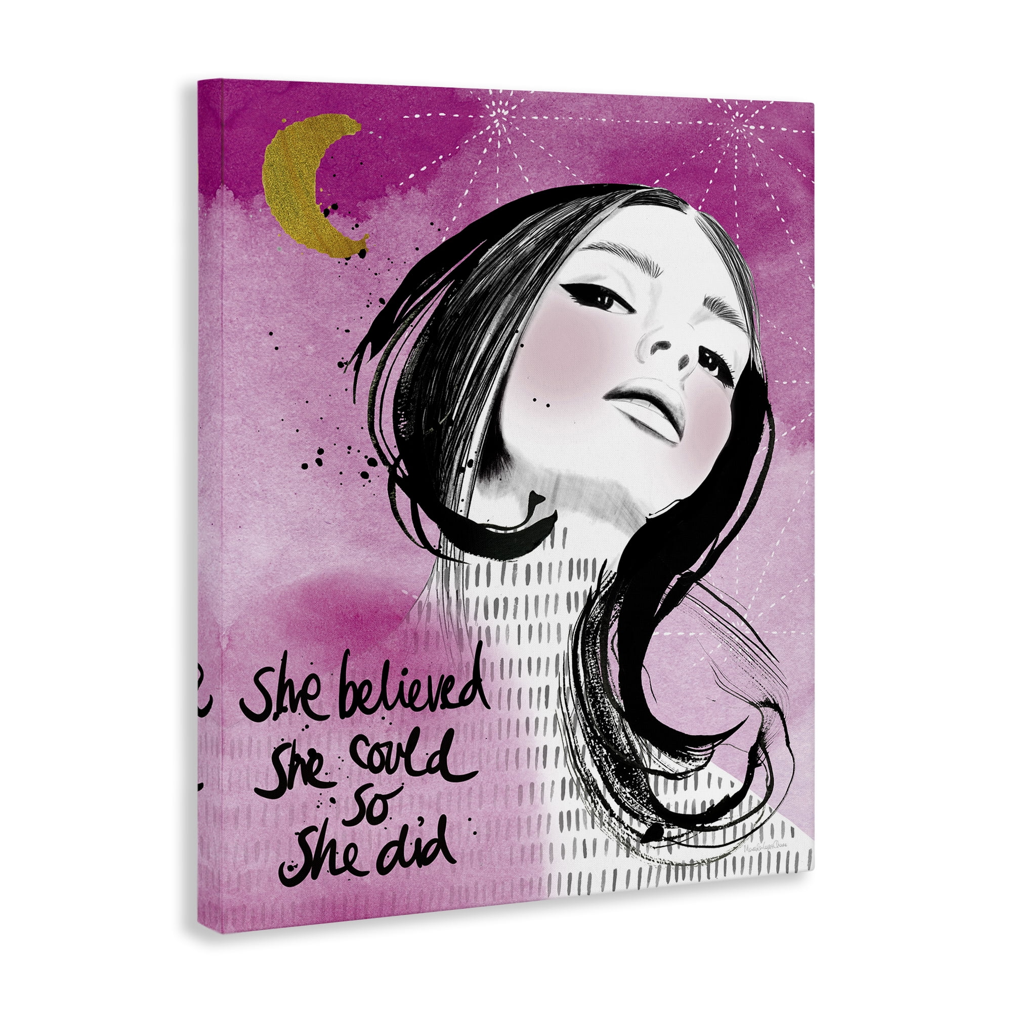 Stupell Industries Inspirational So She Did Novelty Painting Gallery Wrapped Canvas Art Print Wall Art, 24 x 30