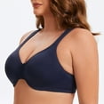 thumbnail image 3 of MELENECA Women's Minimizer Seamless Unlined Comfortable Plus Size Underwire Bra Navy Blue 46C, 3 of 6