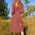 thumbnail image 2 of Brick Wall Pattern With Red Bricks Square Neck Dress Cute Loose Print Dresses Elegant Beach Party Dress Brick Pattern Wall Red, 2 of 4