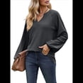 thumbnail image 1 of Camisetas de Larga para Mujer, Blusa con Escote en V Profundo, Elegantes e Informales, Moda 2025, Holgadas y Suaves, para Otoño e Invierno Gris Oscuro L, 1 of 10