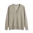 thumbnail image 3 of Baberdicy Knitted Sweate Women's V Neck Cardigan Sweater Plus Jacket Solid Color Knitted Sweater Cardigan Sweaters for Women Lightweight Khaki, 3 of 6