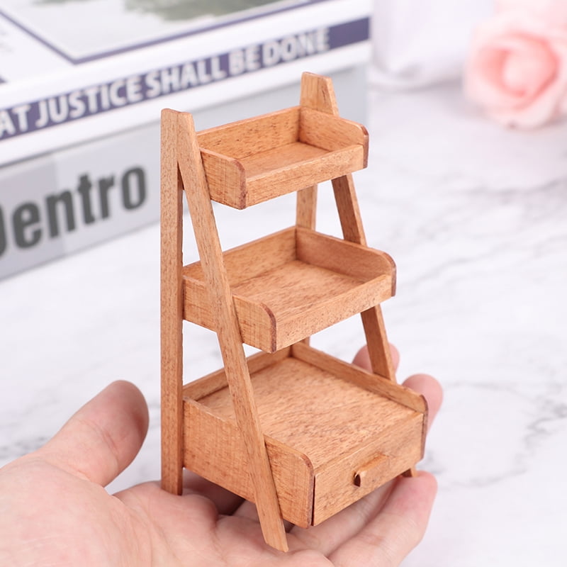 MageCrux 112 Scale Dollhouse Mini Wood Shelf Flower Stand Doll House
