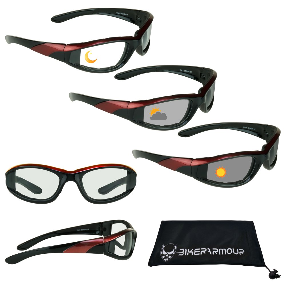 Bikershades Motorcycle Transition Sunglasses Foam Padded for Men and