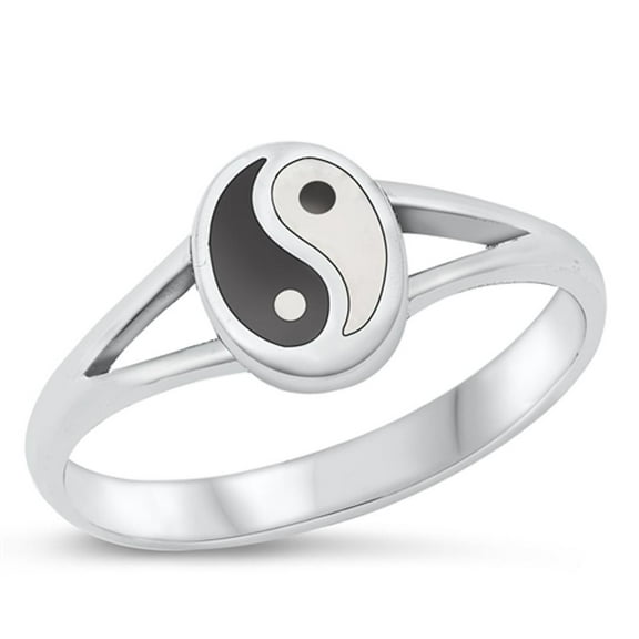 Yin & Yang Promise Ring .925 Sterling Silver Peace Band Jewelry Female Male Unisex Size 4