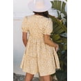 thumbnail image 2 of Women's Yellow Floral Short Sleeve V Neck Frilly Tiered Mini Dress - Perfect for Summer Occasions | [ZhiHiMeRi] | (US 12-14)L, 2 of 12