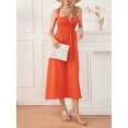 thumbnail image 4 of Faithtur Robe d'Été Décontractée pour Femmes Couleur Unie Froncée Longue Robe Mode Dos Nu Croisé, 4 of 9