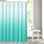Gradual Color Shower Curtain Modern Decor with Petals Print Bathroom Decor with Hooks Waterproof Washable 72 x 72 inches Aqua Stripe