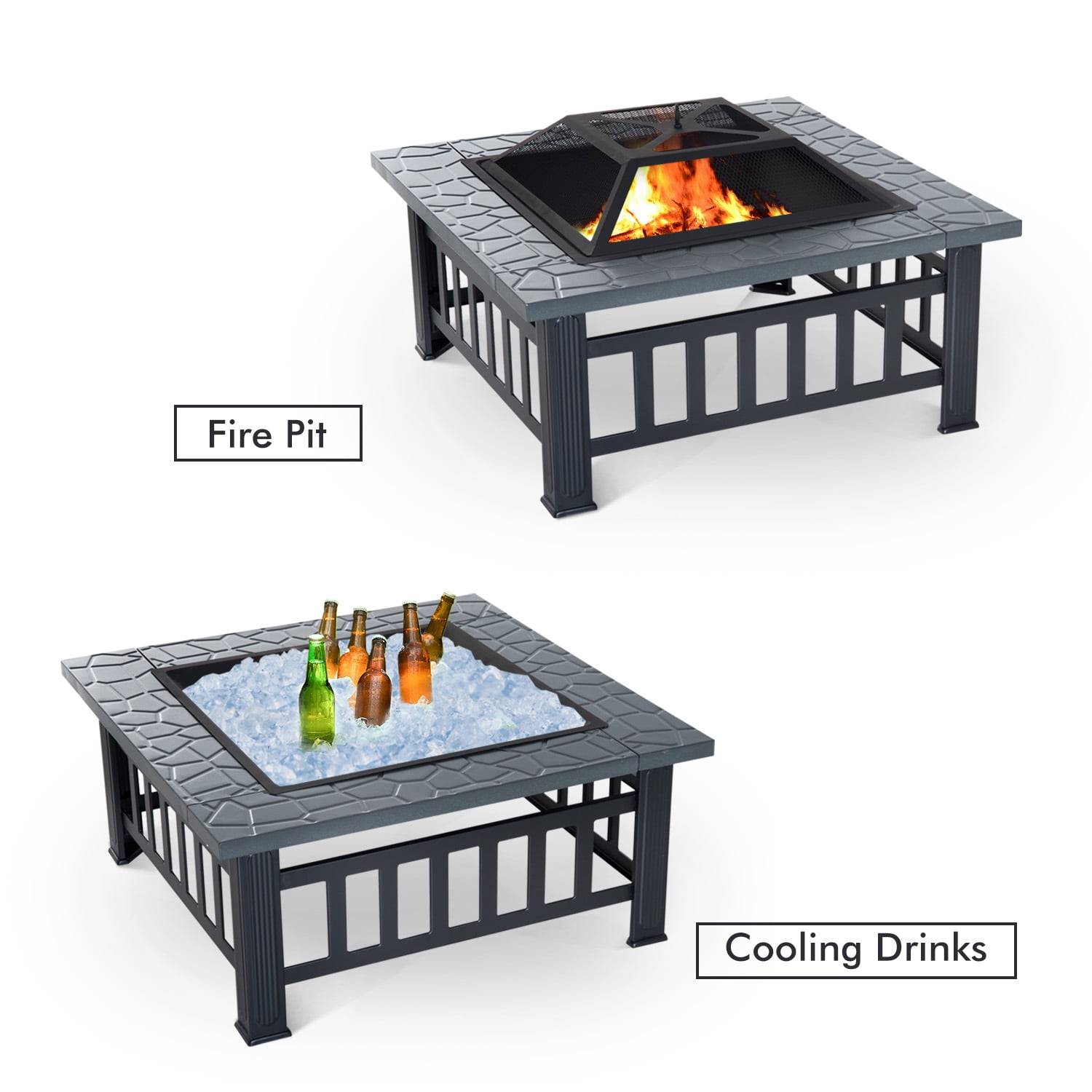 32Inch Square Fire Fit Outdoor Steel Firepit Backyard Patio Garden w ... - 48917f51 Ca2D 448D A8ff 04a57bbac7e4 1.146fa1ba235f720e354bf5720cb882e8