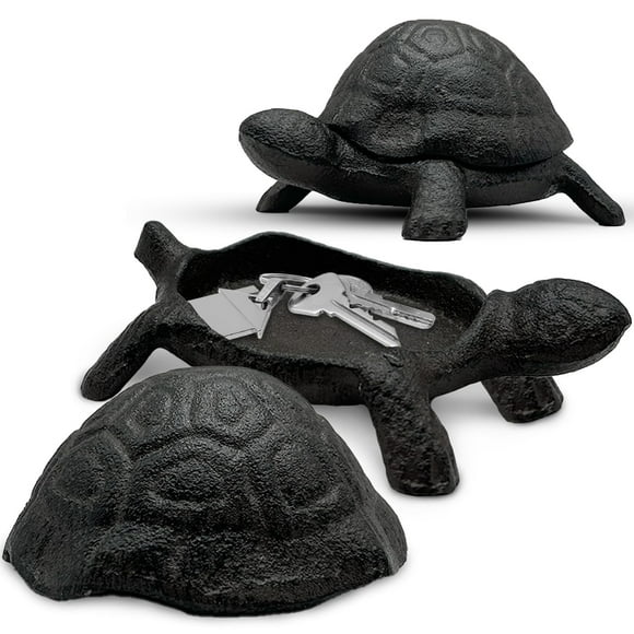 Decoración de jardín al aire libre con forma de tortuga de hierro fundido Key Hider AZ-Homey