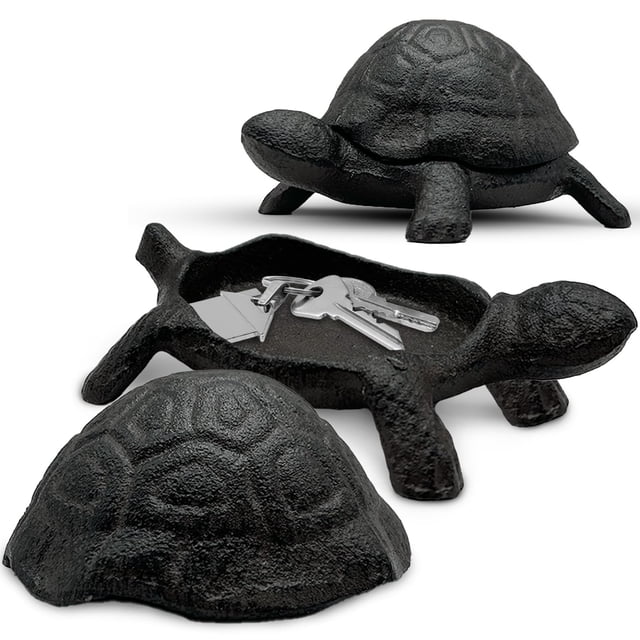 Decoración de jardín al aire libre con forma de tortuga de hierro fundido Key Hider AZ-Homey