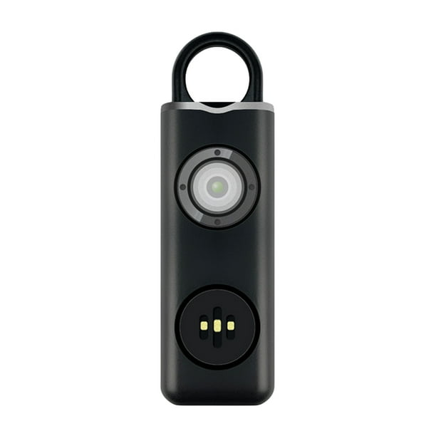 Alarma de seguridad personal Silbato de sirena personal ruidoso de 130 dB para mujer Negro
