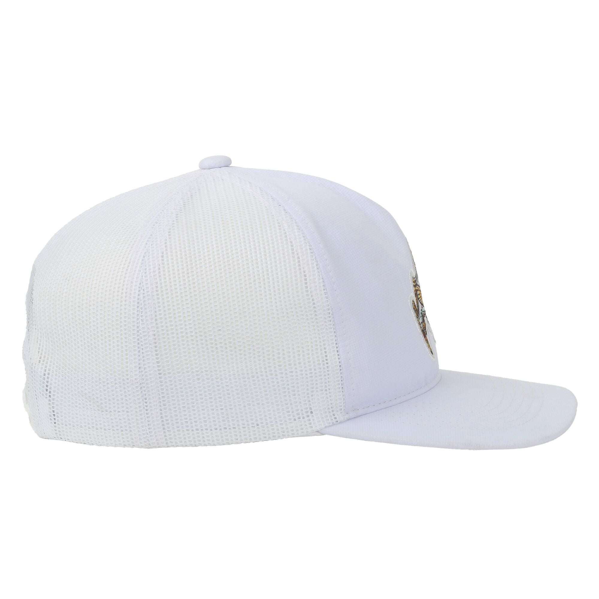 White/White Snook 5-Panel Fishing Cap – Unstructured, Flat Bill Snapback, One Size
