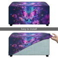 thumbnail image 5 of Xixirimido Purple Sprkling Butterfly Daisy Pattern Ottoman Cover Stretch Rectangular Footstool Slipcover with Nonslip Elastic Base, Universal Fit for Storage Ottomans & Ottoman Footrests, Large, 5 of 7