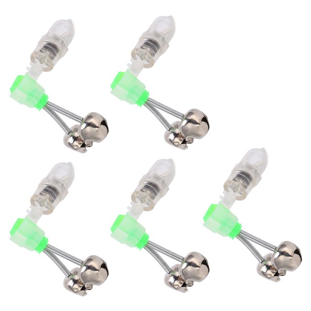 Campana de lámpara de pesca nocturna con luz LED, 5 campanas en espiral doble, abrazadera para caña de pescar, Clip de punta, campanas, anillo, campanas en espiral gemelas, confiables y duraderas