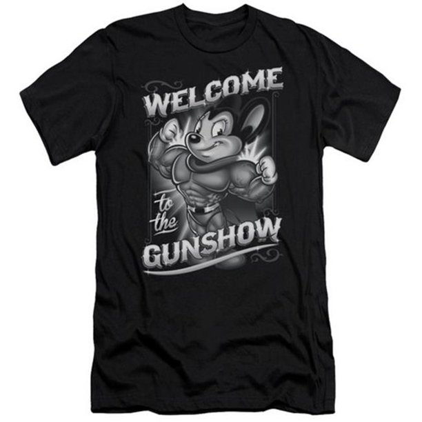 Mighty Mouse-Mighty Gunshow - T-Shirt à Manches Courtes pour Adultes 30-1 - Noir&44; Grand