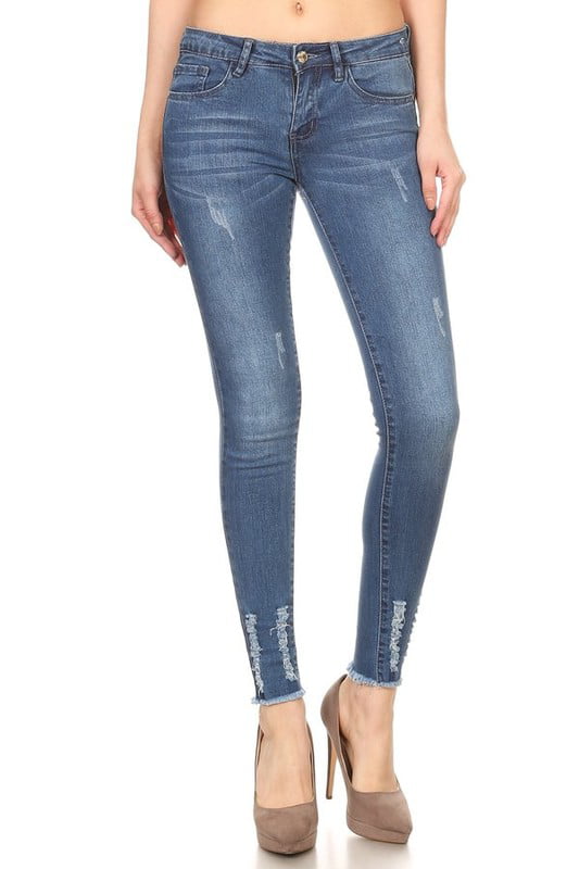 frayed bottom skinny jeans