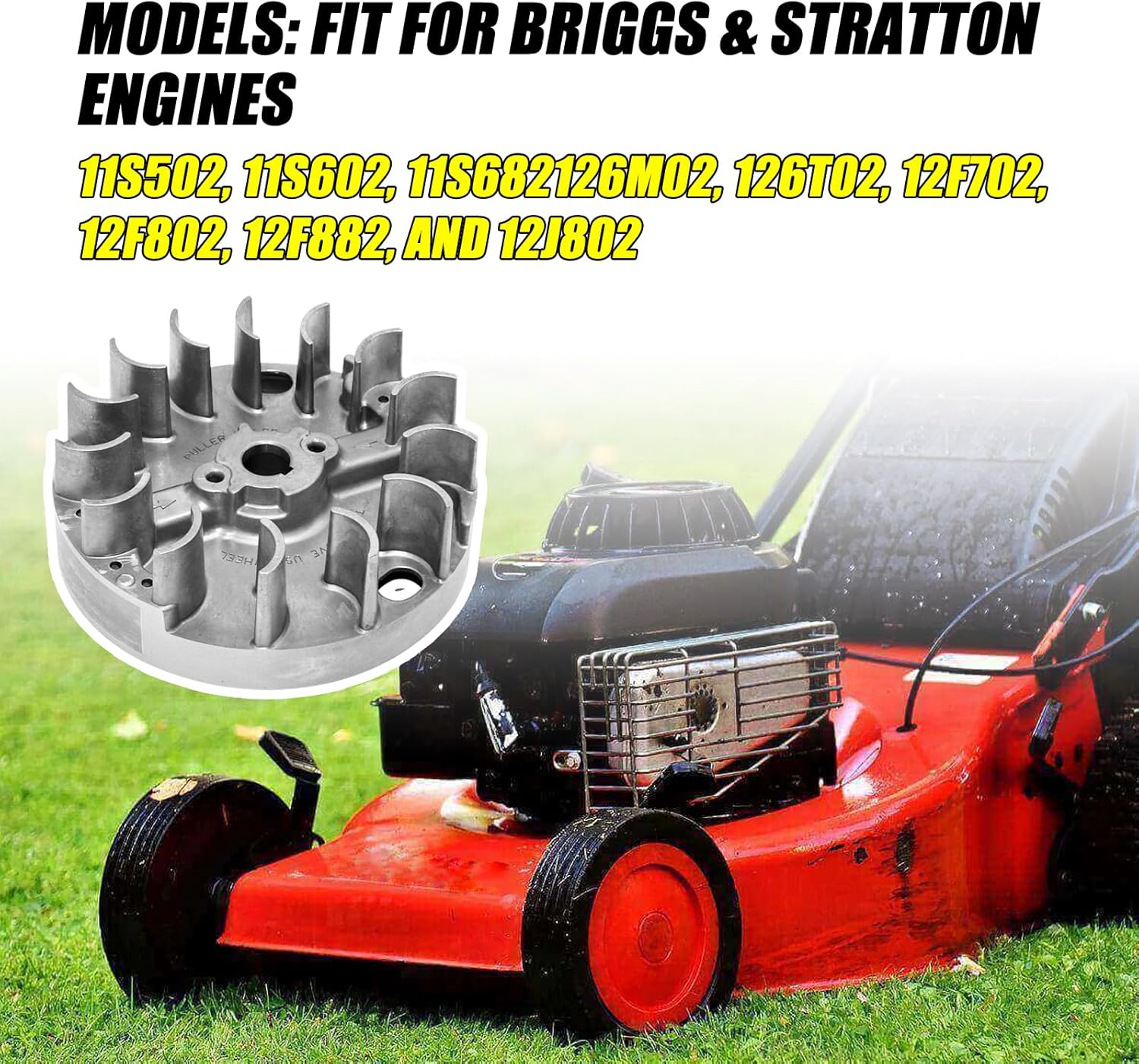 590544 Flywheel Lawn Mower Replacement Parts Compatible with Briggs & Stratton Small Engine Model 08P502/0029-H1 Parts,Exact Replacement of the Original Flywheel,high-Grade steel Flywheel