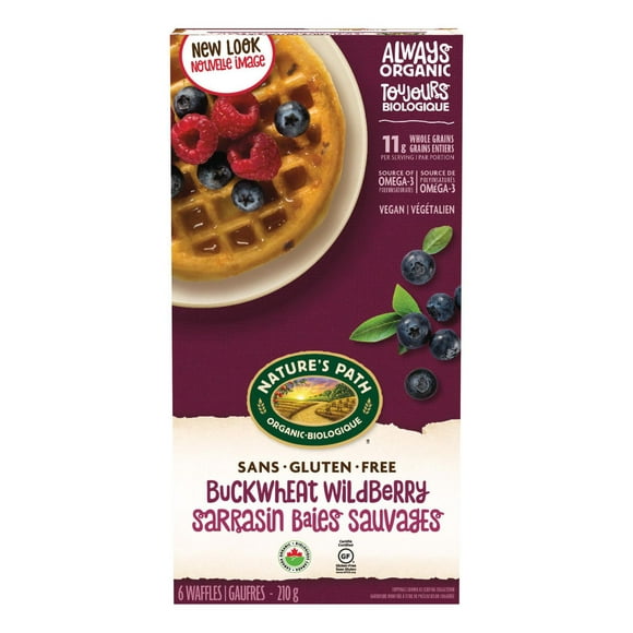Nature's Path Organic Wildberry Buckwheat Waffles, 210 g, Pack of 6