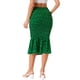 thumbnail image 3 of Falda midi floral para mujer, con fruncido, hasta la rodilla, de cintura alta, tipo bodycon, estilo sirena, de gasa, verde oscuro, talla S, 3 of 6