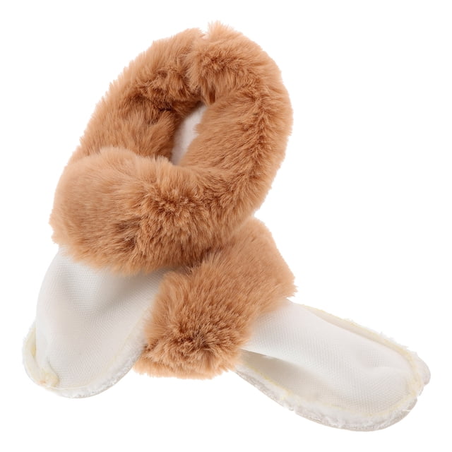 WHAMVOX 1 Pair Khaki Design Removable Furry Clogs Liners Winter Plush Warmth Indoor Activities
