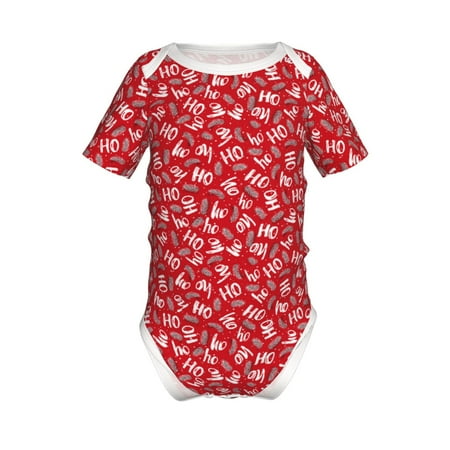 

Lukts Hohoho3 Print Baby Short Sleeve Romper Onesie for Newborn Baby Boys and Girls-2 Years