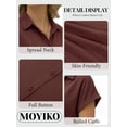 thumbnail image 4 of MOYIKO Short Sleeve Summer Tops for Women Casual Button Down Shirts Solid Business Work Blouses, 4 of 7