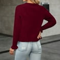 thumbnail image 4 of Womens Cardigan Sweaters Long Sleeve Knit Crew Neck Button Up Womens Sweater Open Front Wine Cardigan Fall Outfits, 4 of 5