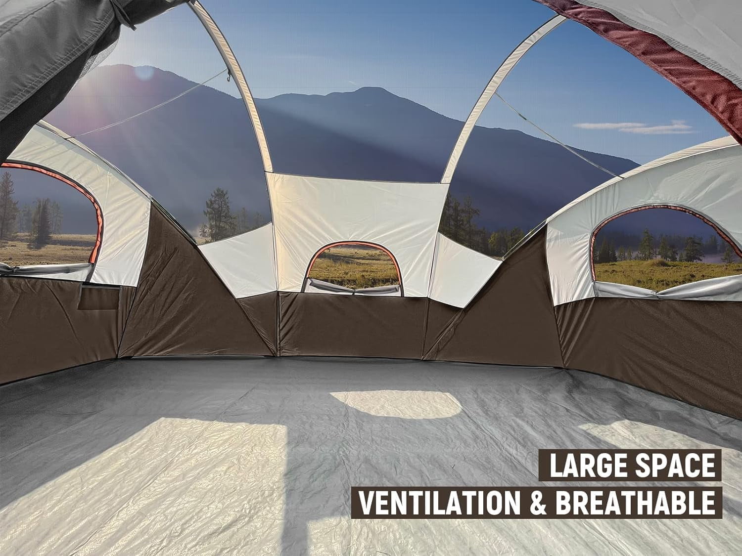 10 Person Camping Tent - Portable Easy Set Up Family Tent for Camp, Windproof Fabric Dome Tent Outdoor for Hiking, Backpacking, Traveling-14'x11'x74in(H)