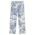 thumbnail image 4 of Blue Toile De Jouy Winter Female Pants Flannel High Waist Women Pants Lady Warm Straight Leg Plush Trousers, 4 of 7