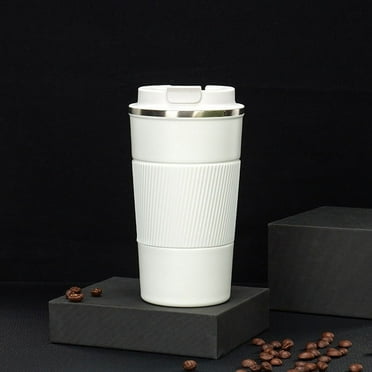 VacYaYa 16oz Portable Stainless Steel Tumbler Coffee Cup,Leak Proof Travel Coffee Mug with Lid,Reusable Coffee Cup for Hot and Cold Drinks (White))