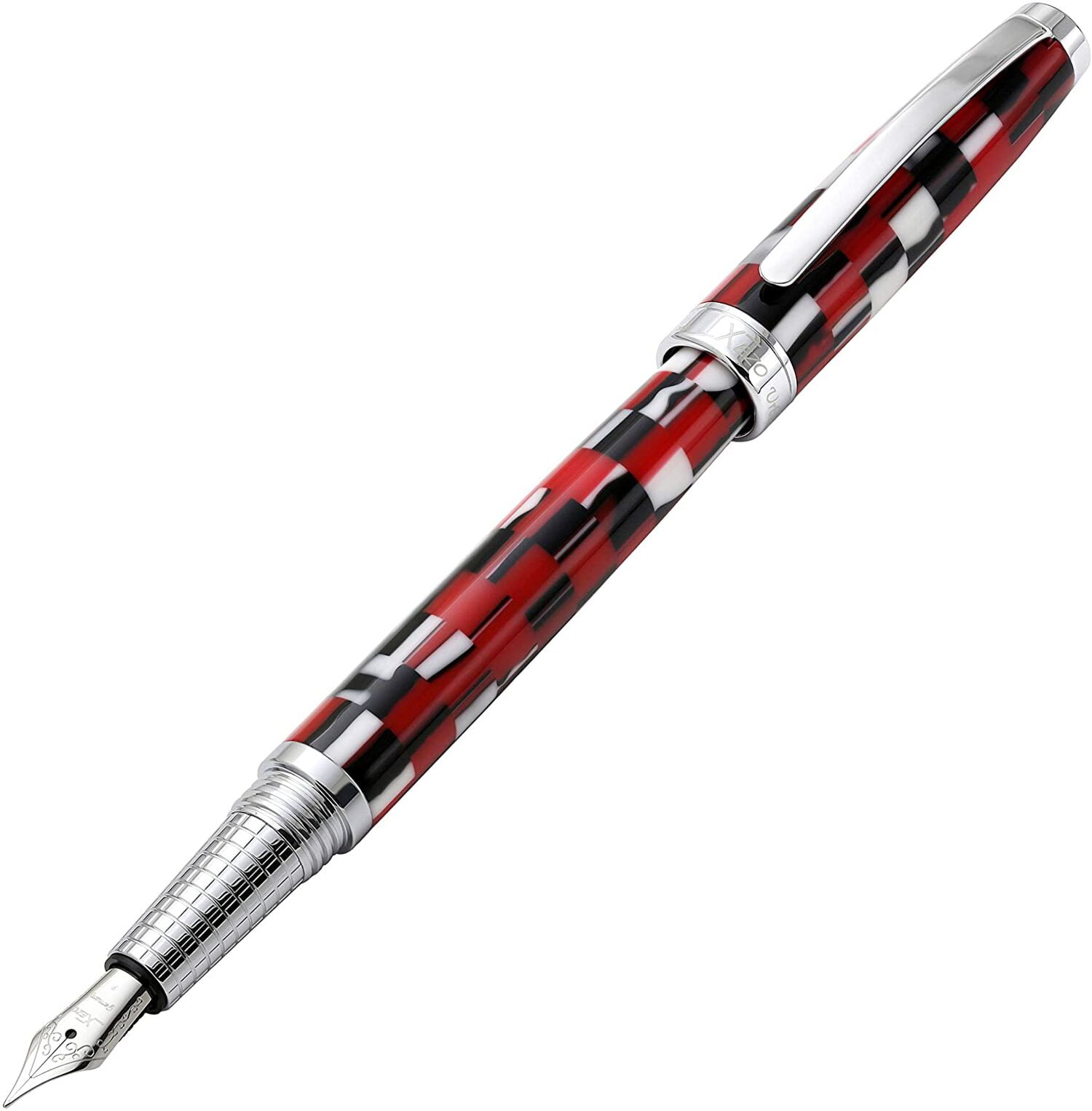 Xezo Urbanite II Acrylic  Brass Fountain Pen (Fine Nib) - Trek Red