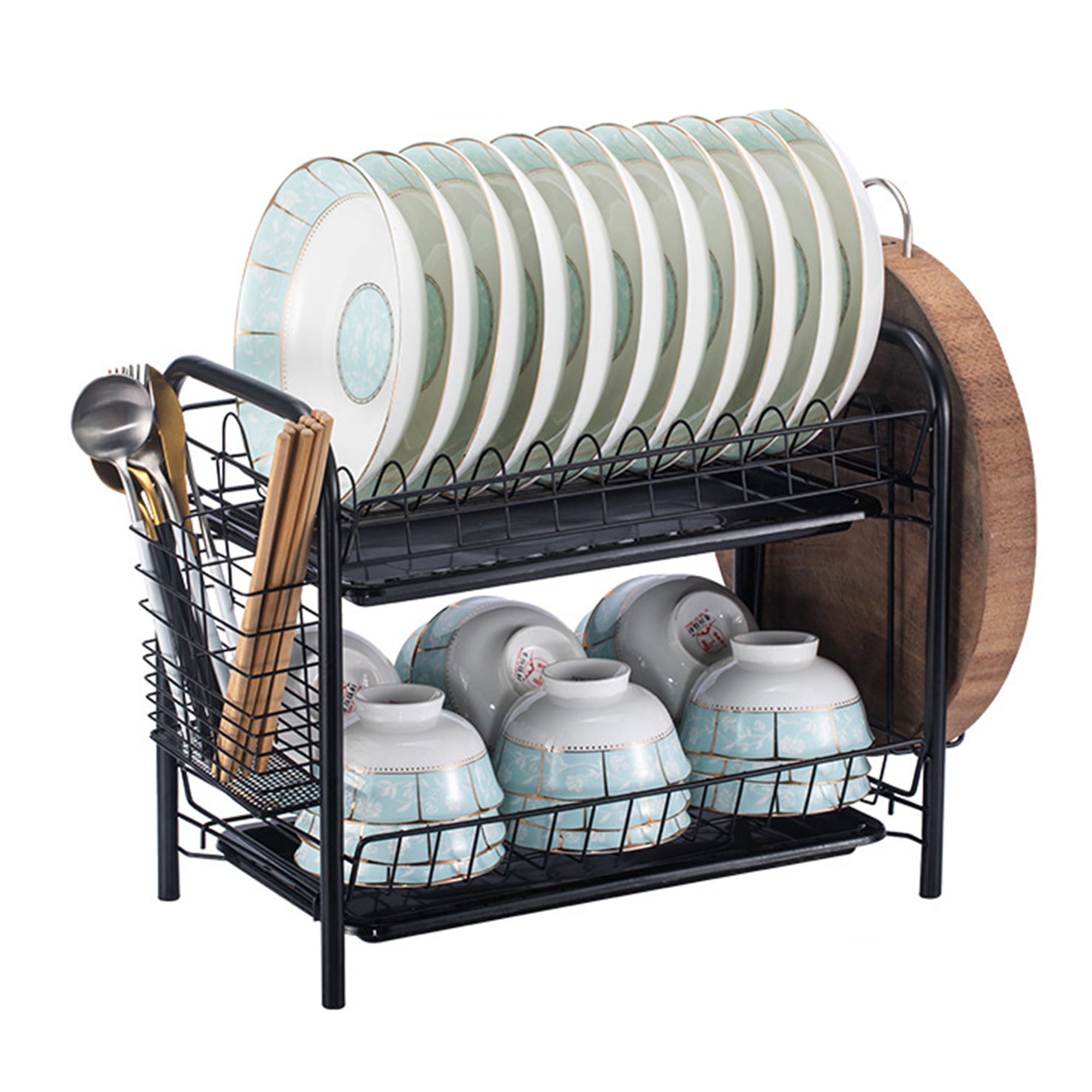 Details about   2/3 Tier Dish Plate Cup Drying Rack Organizer Drainer Storage Holder For Kitchen