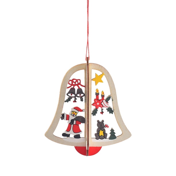 Adornos colgantes de madera para Navidad, decoración colgante, árbol de Navidad, adornos colgantes de madera Campana