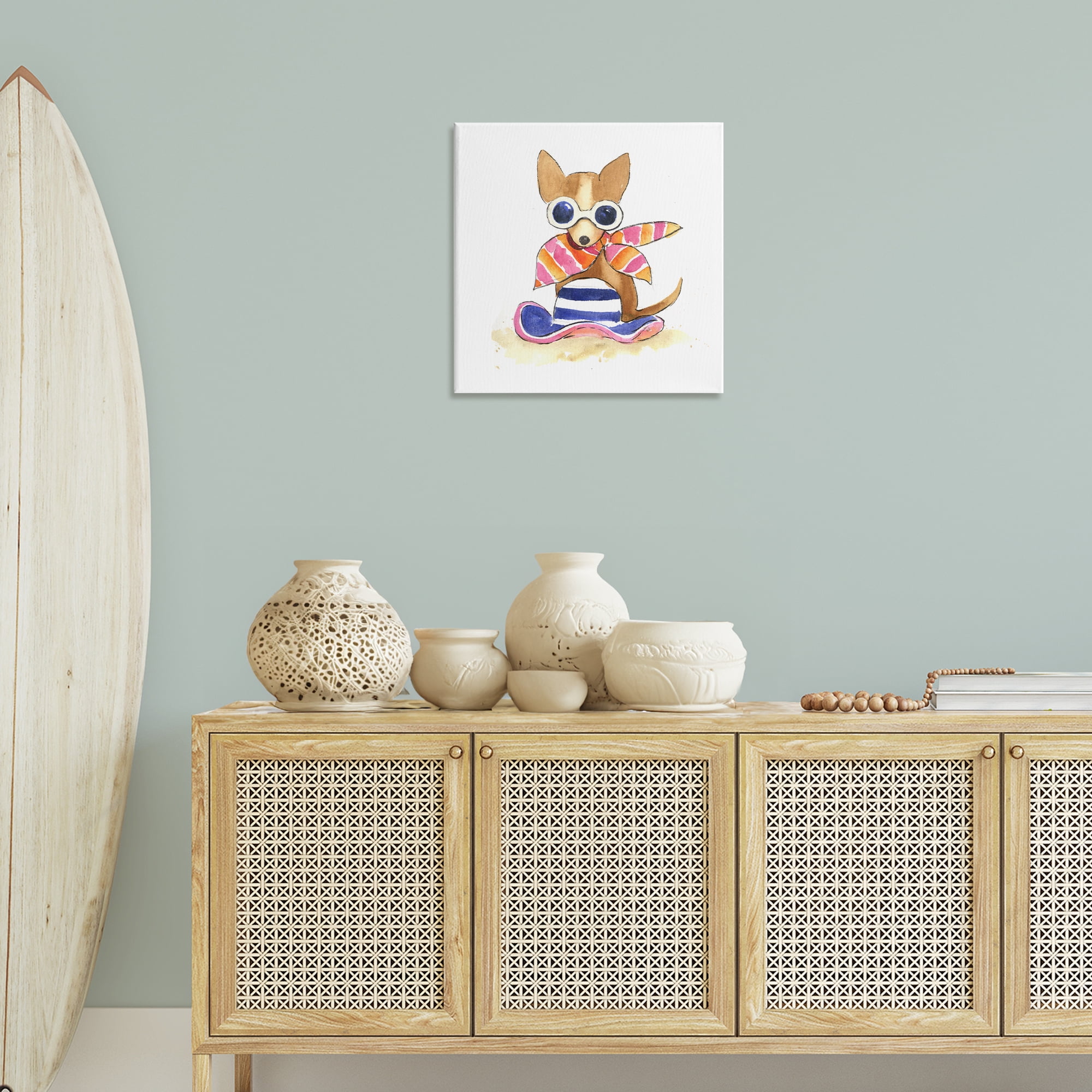 Stupell Industries Sandy Dog on Beach Animals Painting Wrapped Canvas Art Print Wall Art, 24 x 24