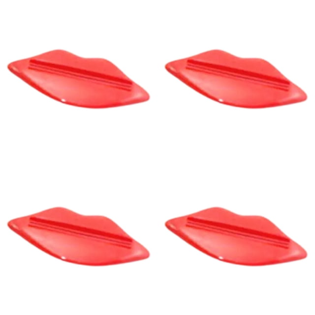 ZTTD Toothpaste Tube Squeezer, 4PCS Toothpaste Squeezer Roller Tool for Bathroom, Home Use, Cartoon Lip Shaped Toothpaste Tube Squeezer Roller, Red