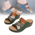 thumbnail image 2 of huanledash Women Summer Casual Hollow Cross Bandage Opened Toe Wedge Slippers Sandals Shoes, 2 of 7