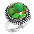 thumbnail image 1 of 925 Sterling Silver Ring For Women - Men Copper Green Turquoise Gemstone Silver Ring Size 10 Boho Silver Ring Size 10 Valentine's Day Gift For Girl Friend Gemstone 925 Silver Jewelry, 1 of 6