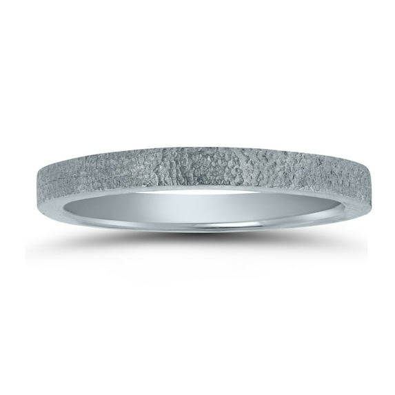 SZUL Women's 2MM Spun Stone Finish Wedding Band in 14K White Gold