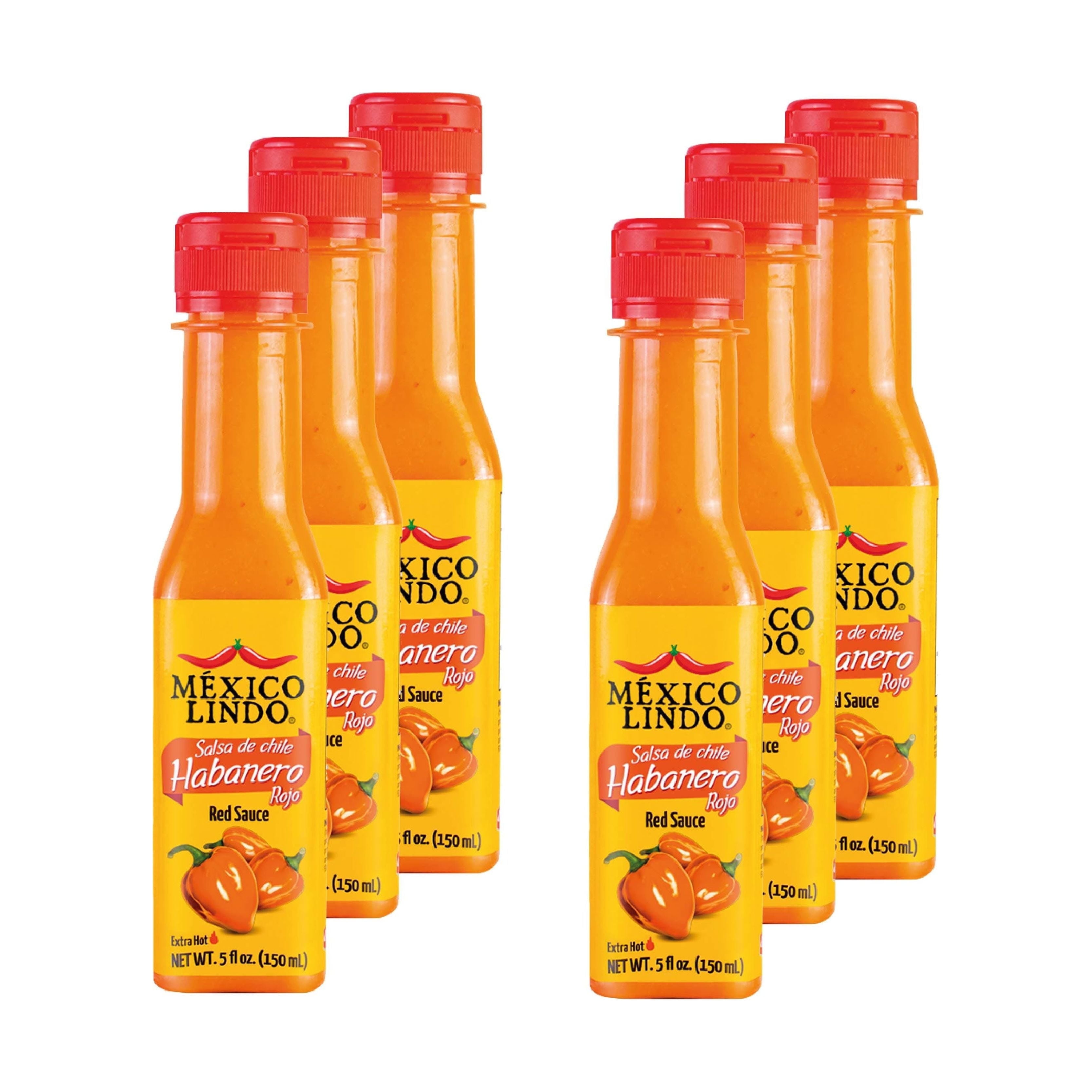 Mexico Lindo Habanero Red Hot Sauce, 5 oz, Pack of 6