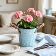 thumbnail image 4 of AYktou Vintage Galvanized Flower Buckets, Metal Planter Tubs Flower Pots with Rope Handles, Farmhouses Hanging Bucket Rustproof Flowerpot for Indoor Outdoor Garden Patio Party Wedding Home Decor, 4 of 6