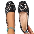 thumbnail image 4 of SuTry Women's Round Toe Flats Polka Dot Print Slip On Metal Buckle Decor Soft Sole Comfortable Casual Walking Shoes(43), 4 of 9