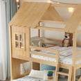 thumbnail image 5 of Harper & Bright Designs Twin over Full House Bunk Bed with Wardrobe and Storage Shelves, Wood Bunk Bed Frame with Ladders and Slides, Natural, 5 of 14