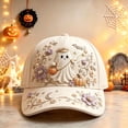 thumbnail image 4 of Hkoxplj Hat for Women Halloween Baseball Cap Cute Ghost Pumpkin Moon Print Adjustable Curved Brim Trucker Hat Soft Breathable Lightweight Hat for Party Daily Outdoor Fall Holiday Hat, 4 of 4