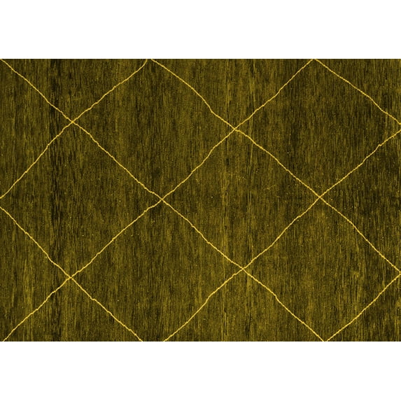Ahgly Company Machine Washable Indoor Rectangle Abstract Yellow Modern Area Rugs, 2' x 4'