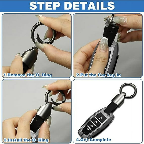 2Pcs Car Key Chain Clip, Leather Keychain Key Fob Keychain, Key Chain Rings for Car Keys, Key Fob Holder Keychain