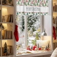 thumbnail image 3 of Merry Christmas Tree Valances for Windows, 42 x 18in, Green Blue Pink Trees Winter Rod Pocket Kitchen Valance Curtain Light Filtering Window Treatments for Living Room Bedroom, 1 Panel, 3 of 7
