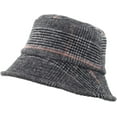thumbnail image 4 of CoCopeaunts Bucket Hats for Men Winter Warm Vintage Plaid Fisherman Hats Flat Unisex Lattice Wool Basin Hat Soft Foldable, 4 of 8