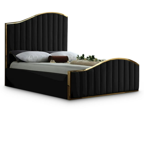 Meridian Furniture Jolie Solid Wood and Velvet King Bed in Black